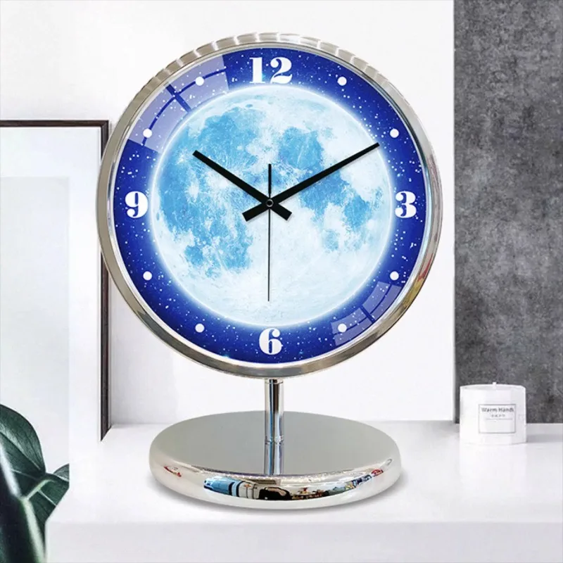 Voice Activated Luminous Table Clock Nordic Desk Watch Decorative Living Room Tabletop Clocks Aesthetic Luxury Desktop Watches