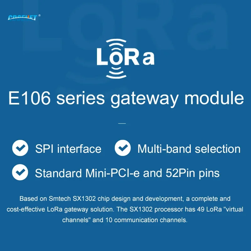 Imagem -03 - Cdsenet-lora Gateway rf Módulo Sx1302 868mhz 27dbm Interface Pci-e Spi Baixo Consumo de Energia Grau Industrial E106868g27p2