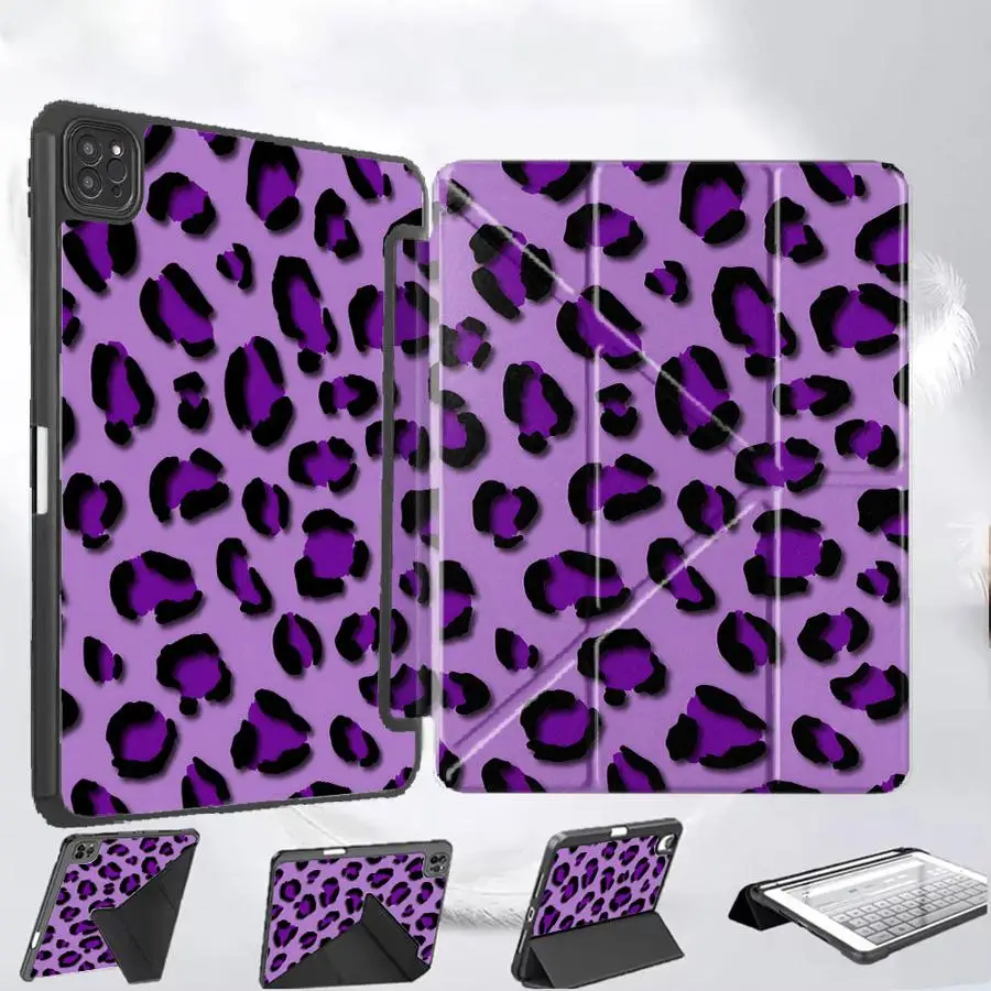 

Holder Cover Tablet Case For iPad Air 4 5 M3 M2 M4 11inch Mini 6 7 Pro 2025 Pro 11th 10th 9th 8th 7th 12.9inch Purple Leopard