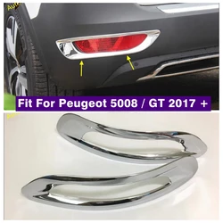 ABS Chrome Rear Tail Bumper Fog Lights Lamps Decoration Frame Cover Trim Fit For Peugeot 5008 / GT 2017 - 2024 Car Accessories