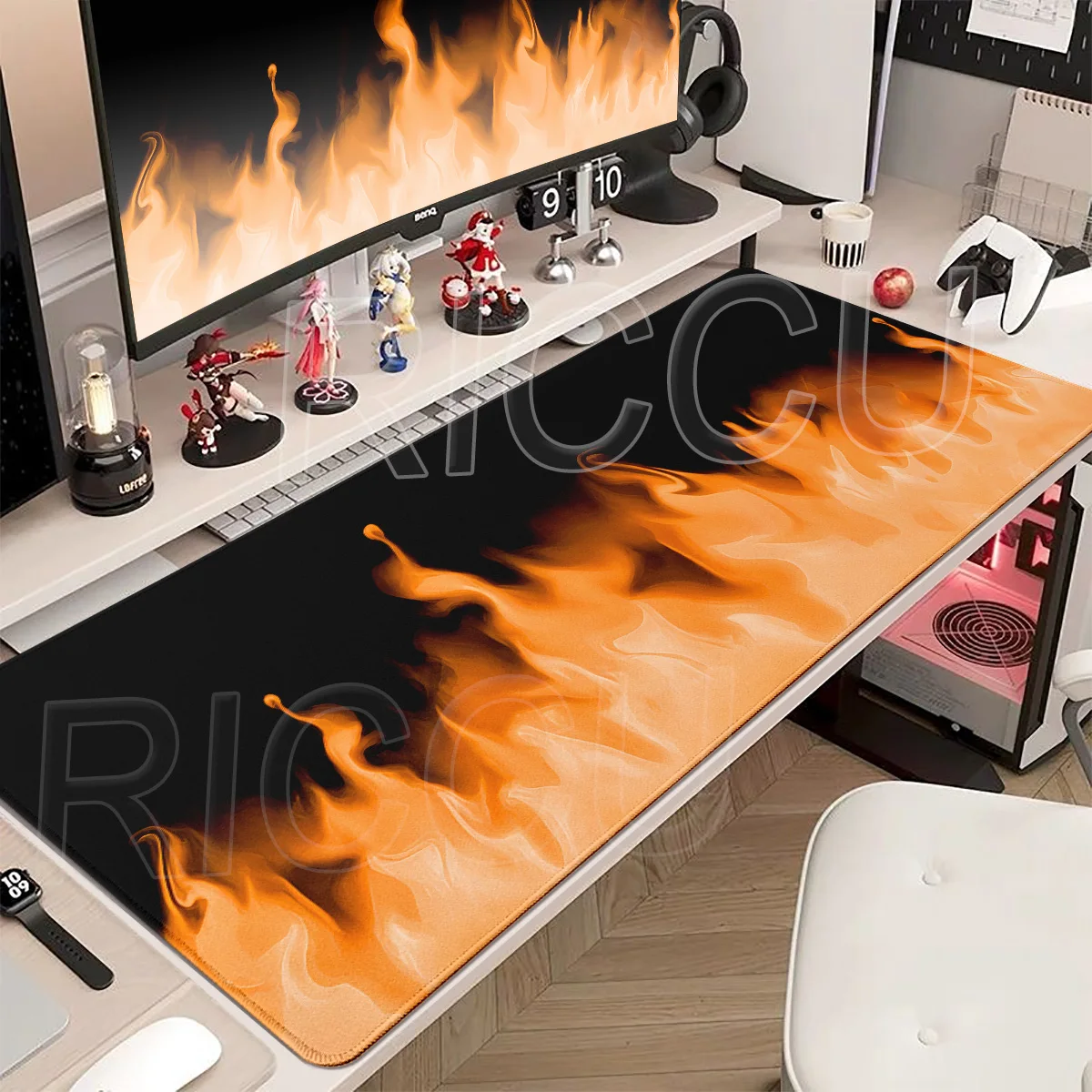 Orange Fire Gradual Change Color Anti-slip PC Mouse Pad Oversized Minimalist Ins Wind Texture E-sports Office Keyboard Desk Mat