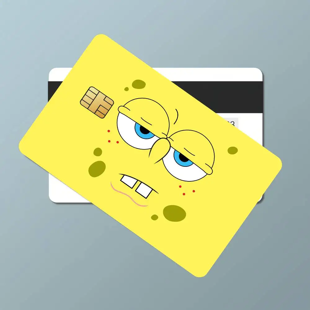 ملصقات جلدية لبطاقة الائتمان S-SpongebobS الكرتونية لبطاقة البنك والحافلة المتروية هدية مقاومة للماء