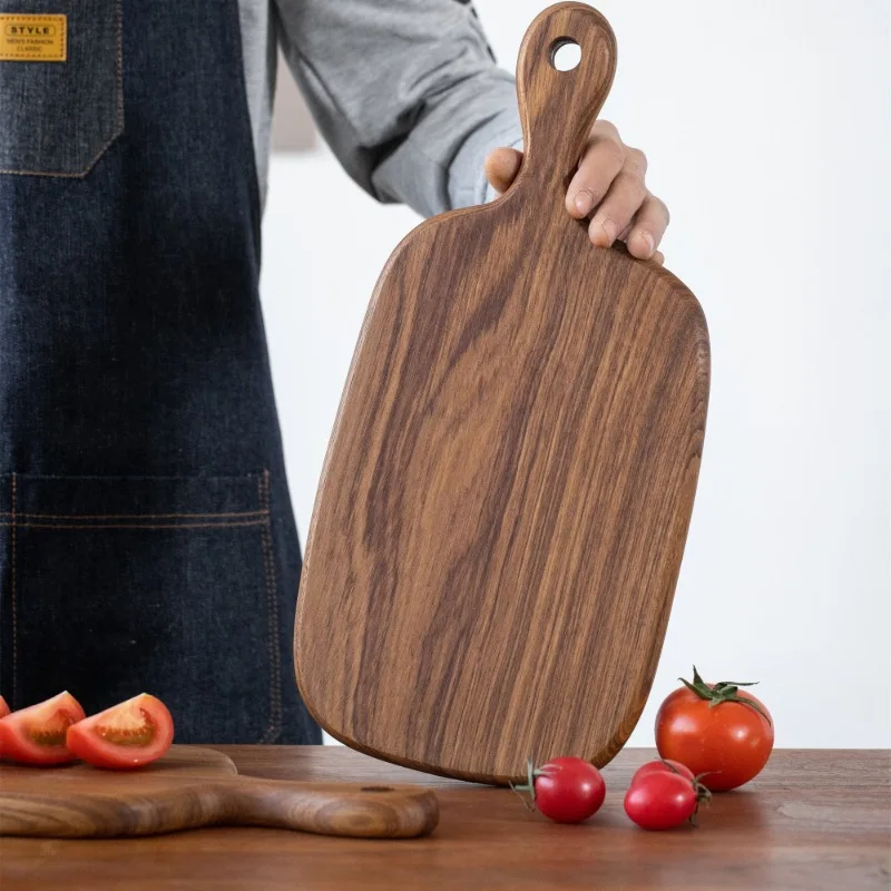 Reversible Wood Cutting Board - Large Portable Slab with Handle for Kitchen Counter, Camping, Multipurpose for Prep and Serving