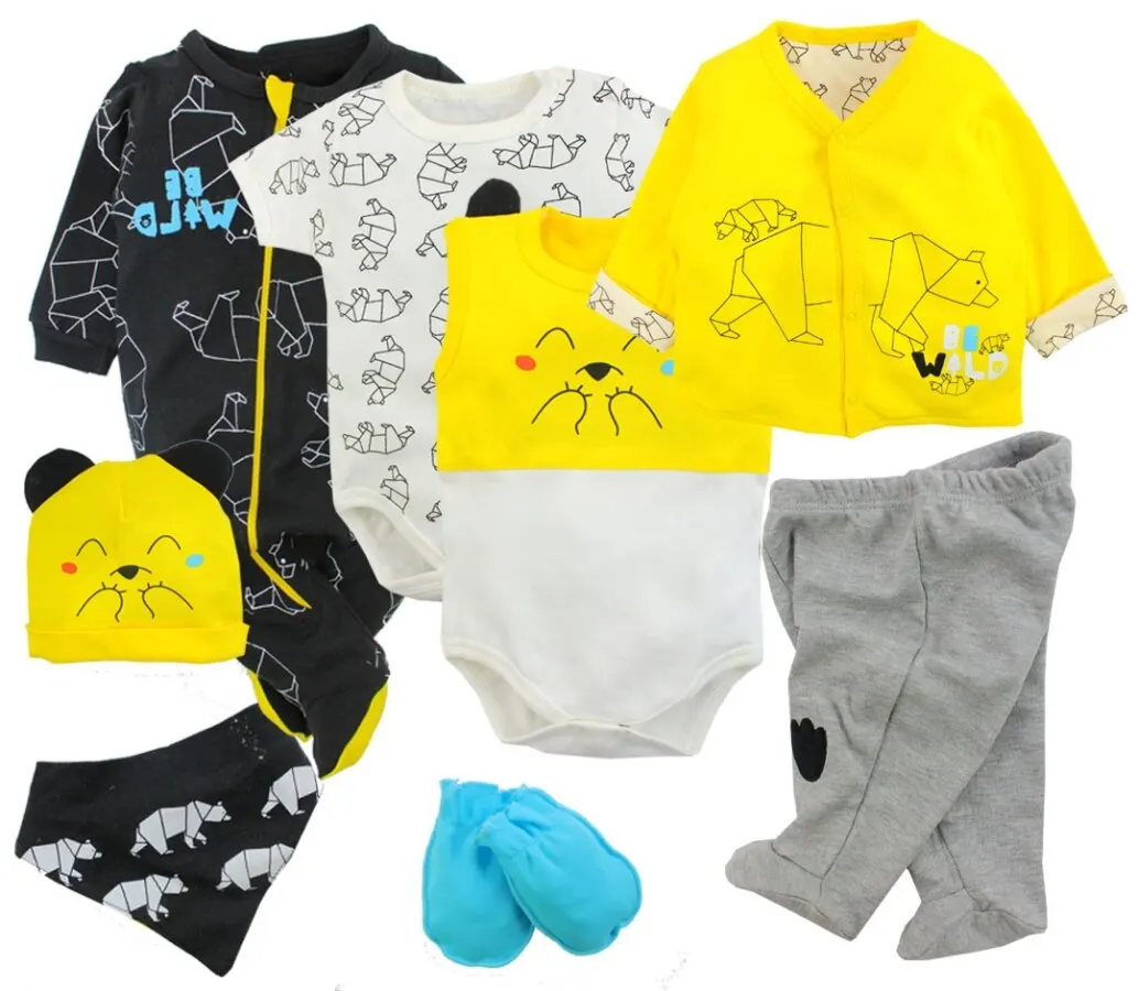 Baby Girl Boy Babies Newborn Clothing 8-pcs Hospital Outlet Custom Fabric Antibacterial Babies Healthy Safe Outfit Sets Dresses