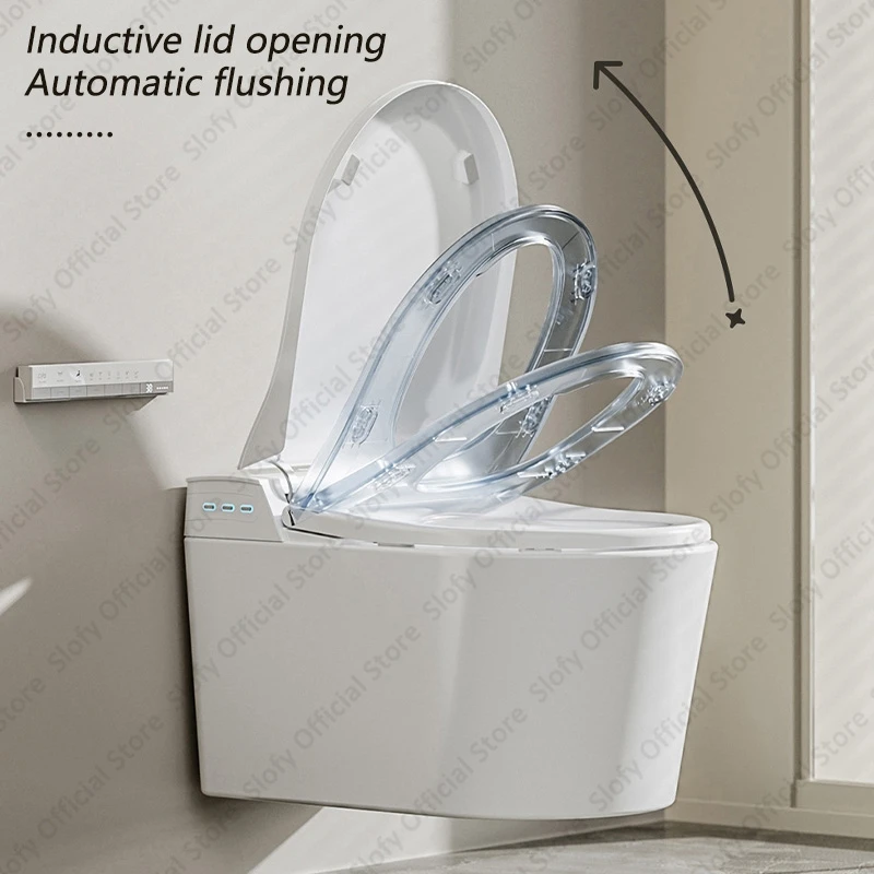 Wall-Hung Smart Toilet Bidet Built In Water Tank Elongated Toilet Remote Control Warm Water Dryer Heated Seat Automatic Flush