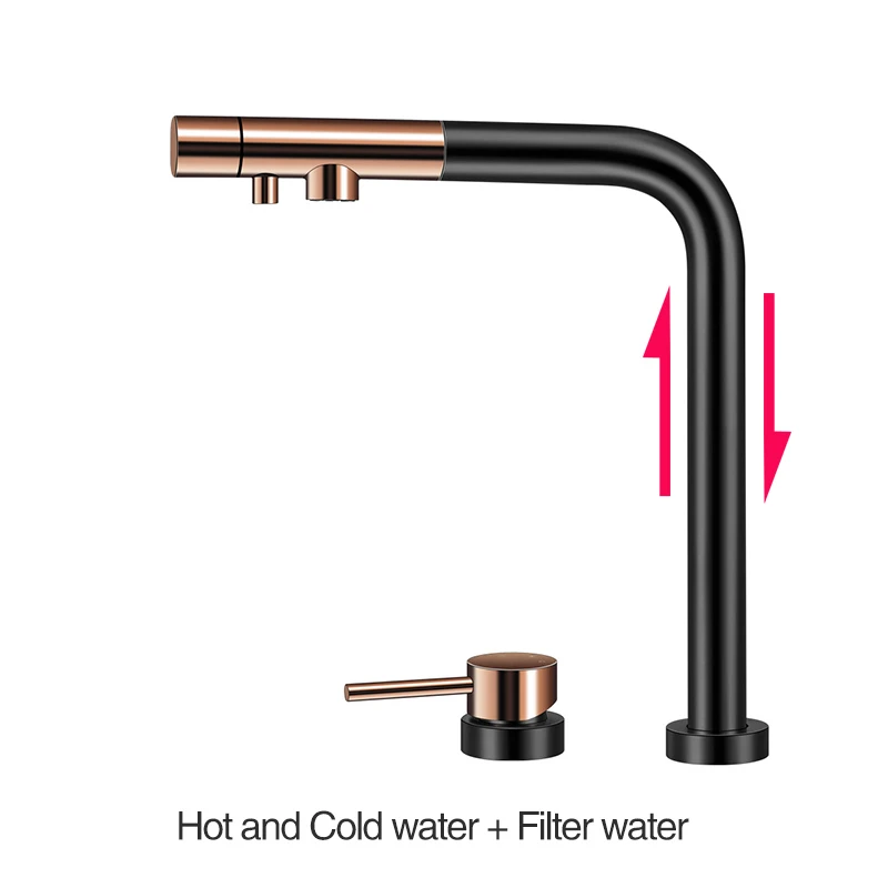 

Hot and Cold Water Filter Water Three-in-one Independent Switch Pull Out Kitchen Faucets