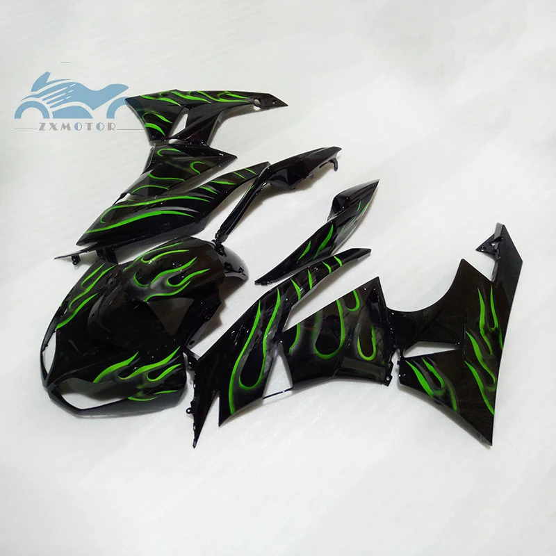 Custom fairings kit for KAWASAKI Ninja ZX6R 2009 2010 2011 2012 ABS sports fairing kits ZX 6R 636 09-12 green flame aftermarket