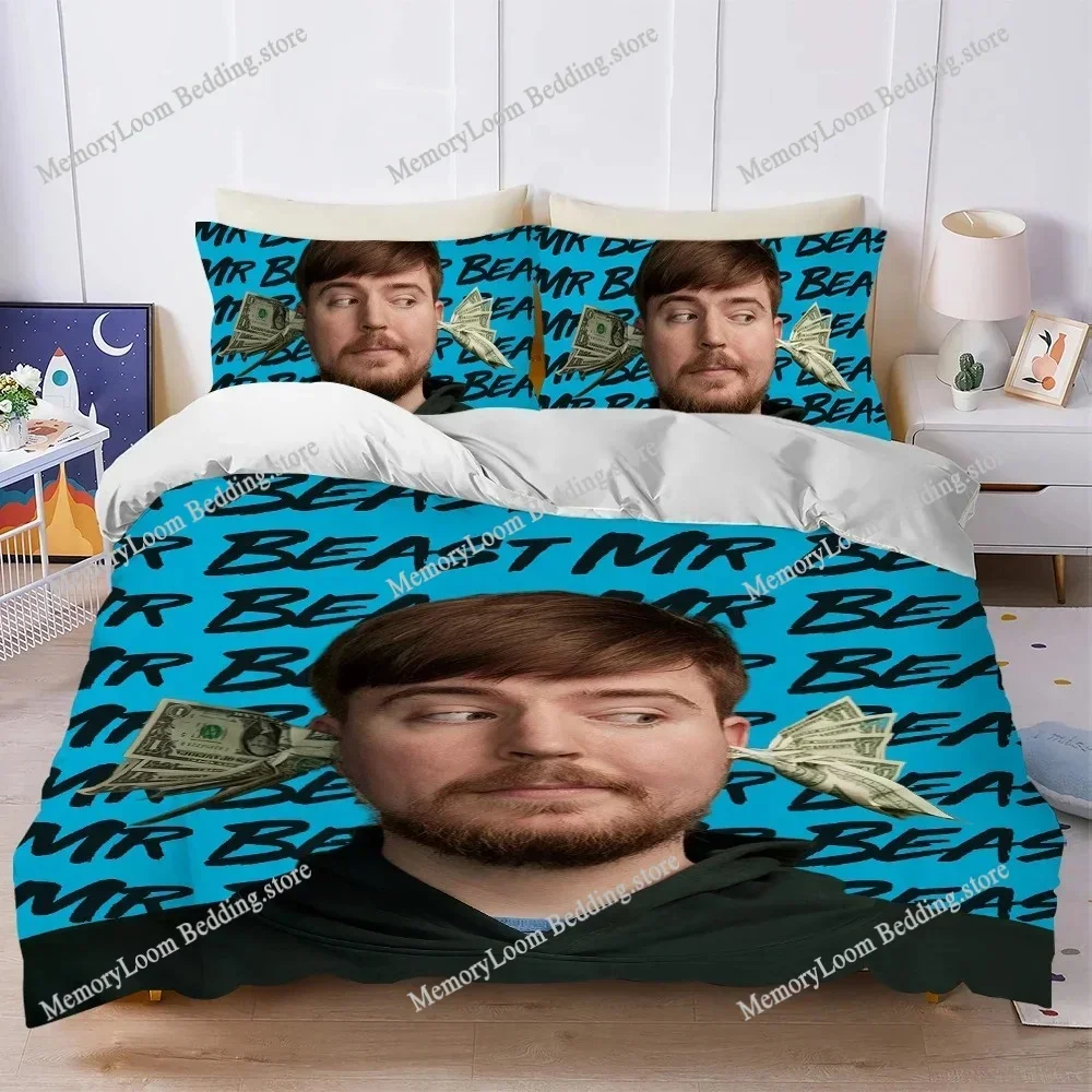 Video Blogger Duvet Cover Set Home Style Bedding Soft Laundry Cotton Bed M-MrBeast-s Four Seasons Student Dormitory Home Textile