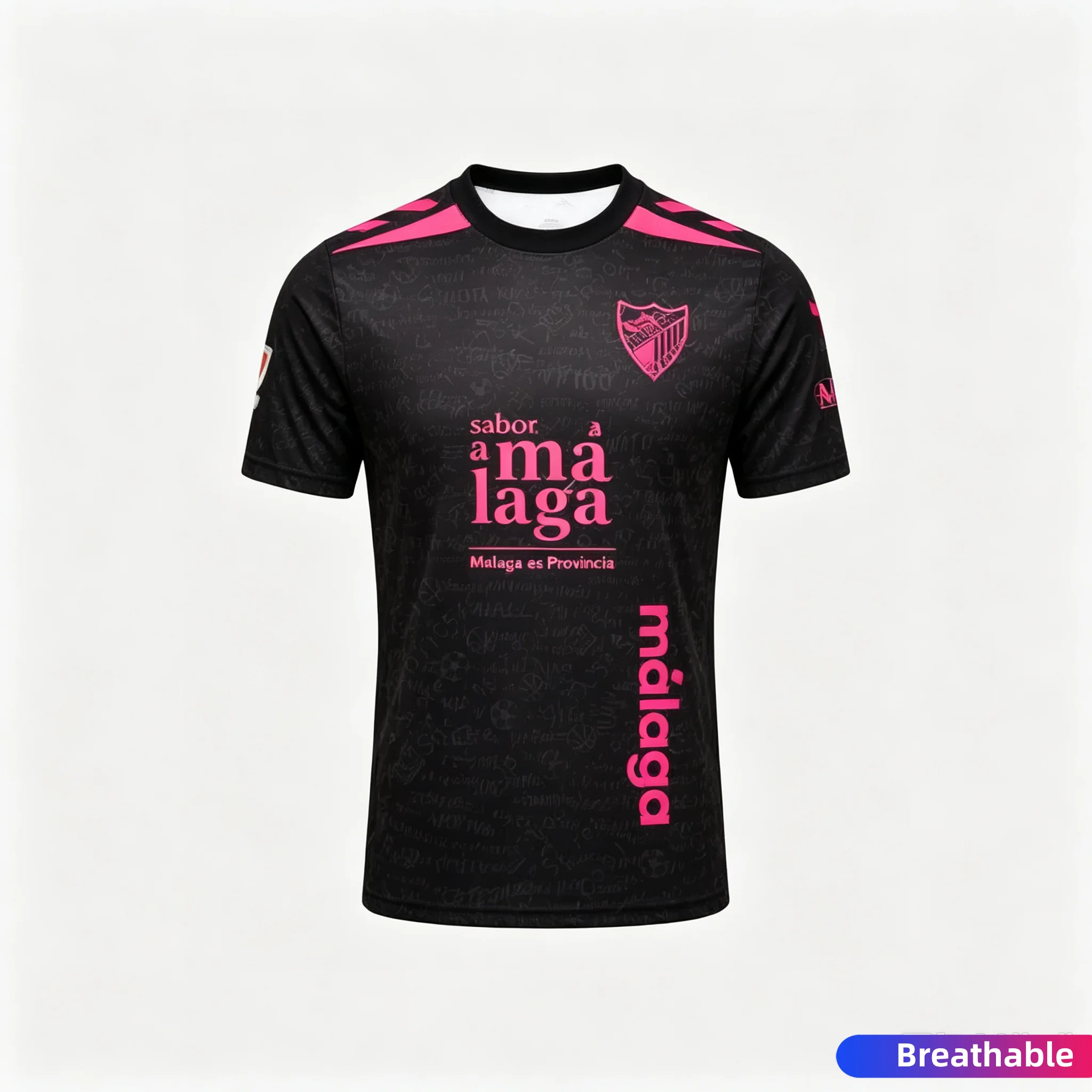 2026-27 Neues 3D-Gedrucktes Malaga Fußballtrikot für Erwachsene und Kinder, Schnelltrocknend, Atmungsaktiv, Freizeitkleidung, Drittes Trikot für Männer und Frauen – Detail 1