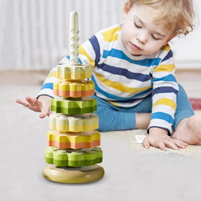 

Babies Stacking Toys Spin Stacker Stacking Rings Colorful Sensory Toys Spin Toy Babies Spinner Toy For Babies Over 12 Months Old