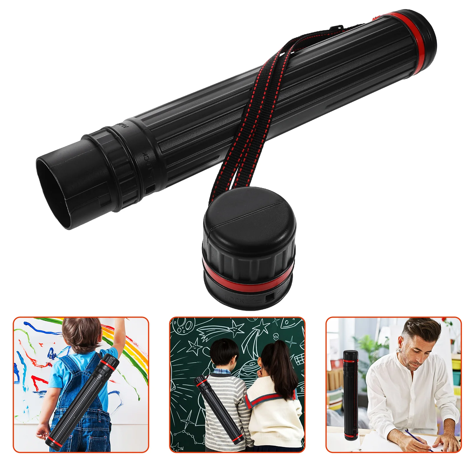 

Extendable Plastic Telescopic Document Painting Paper Storage Tube Box(Black,Extra Small) plastic storage tube