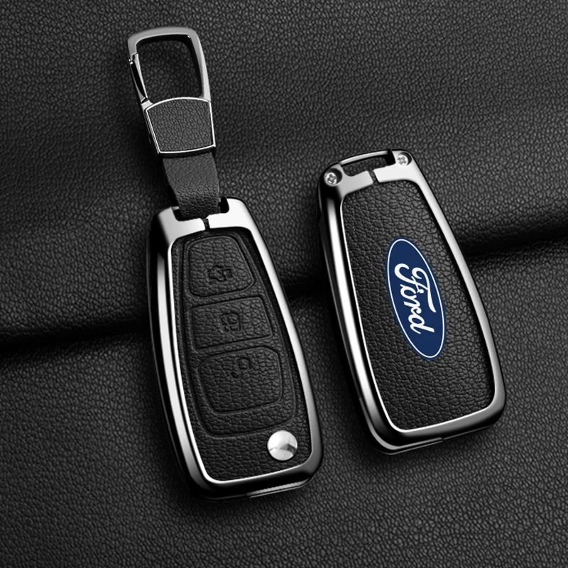 Zinc Alloy Key Cover Case Shell For FORD C-MAX FOCUS RS ST Fiesta Hatch 2011 2012 2013 2018 Car Keychain Key Cover Cap Holder