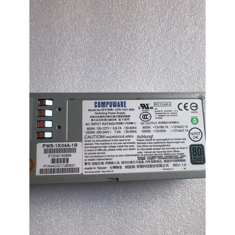 for Supermicro PWS-1K04A-1R CRPS Redundant Power Supply Module 1000W Hot Swap Server Power Unit Compatible Replacement Part