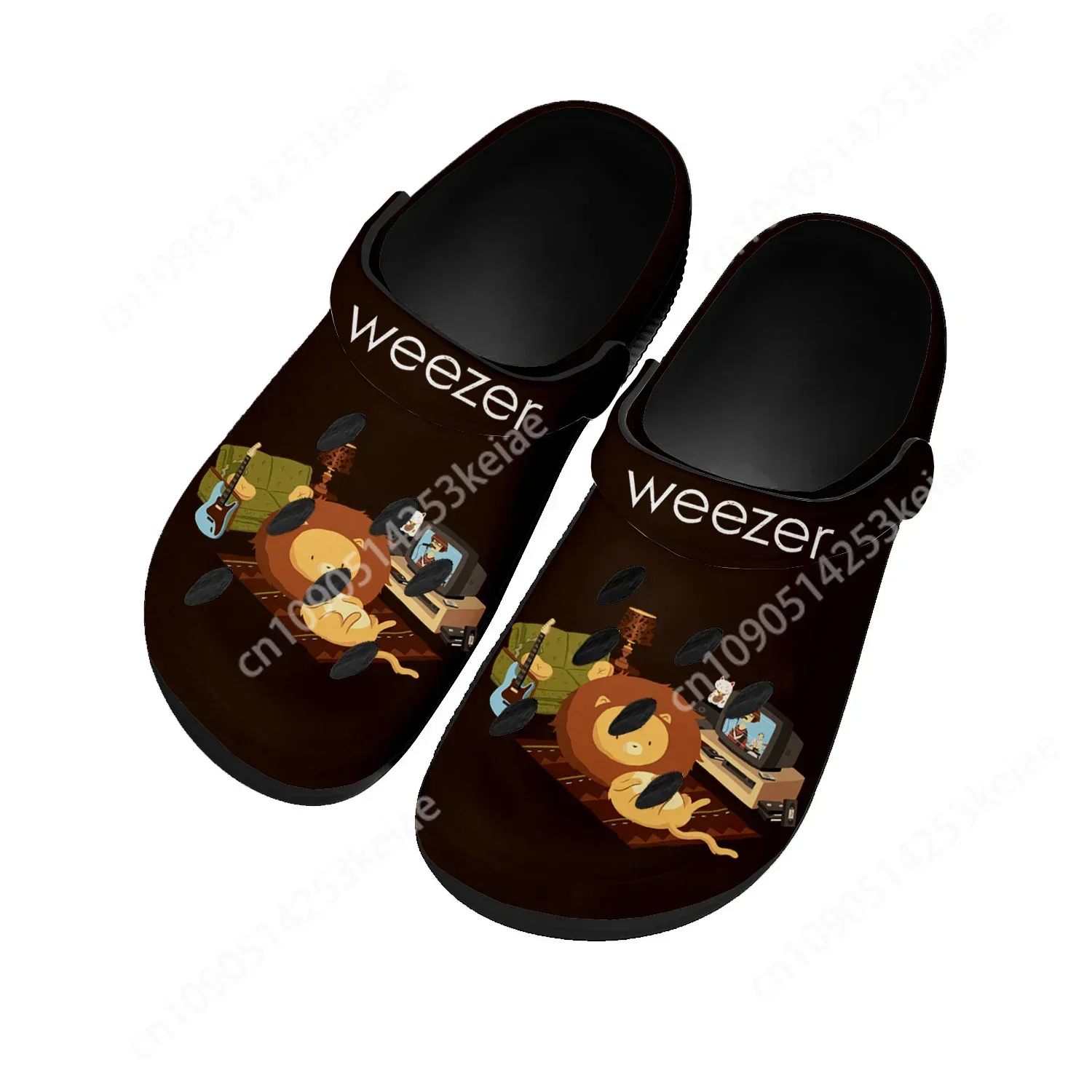 Weezer Pop Rock Band Home Clogs Custom Water Shoes Mens Womens Teenager Shoe Garden Clog Breathable Beach Hole Slippers Black