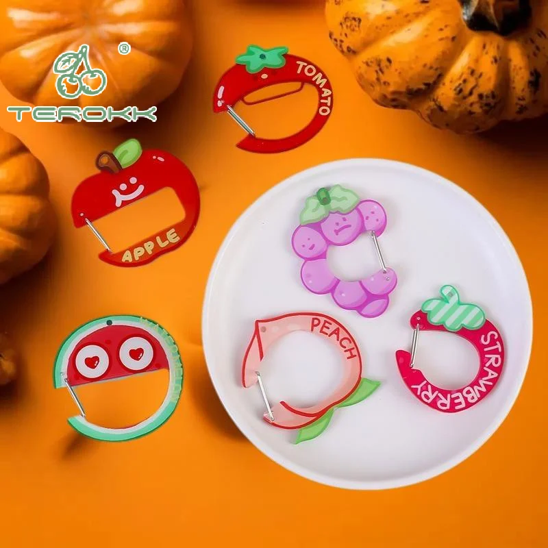 Милый-акриловый-мультяшный-брелок-в-форме-фруктов-кнопка-для-восхождения-карабин-сумка-подвесной-крючок