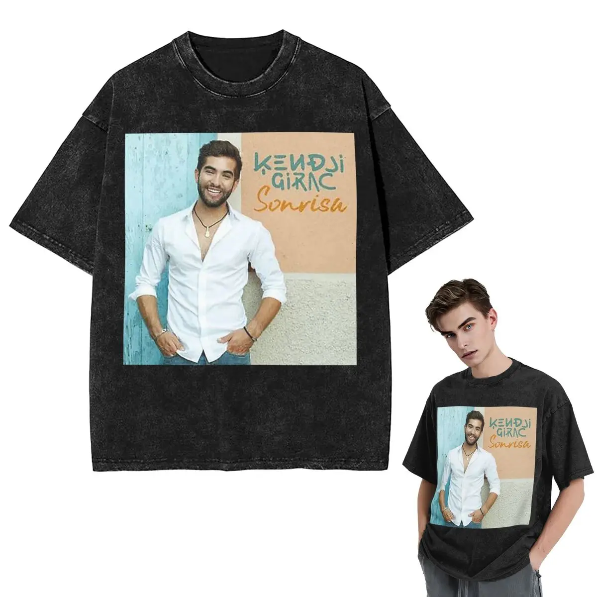 

Streetwear T-Shirts Kendji Girac Gitano (1) Washed T Shirt Short Sleeve Hip Hop T-Shirt Tops Tees for Men Women