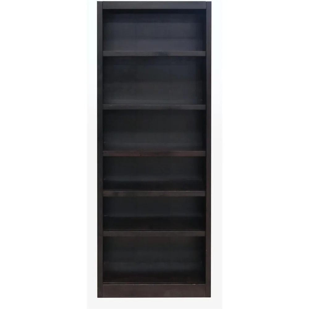 خزانة كتب تقليدية طويلة مكونة من 6 أرفف مع 4 أرفف ثابتة قابلة للتعديل، تجميع بسيط، هيكل من الخشب الأصلي