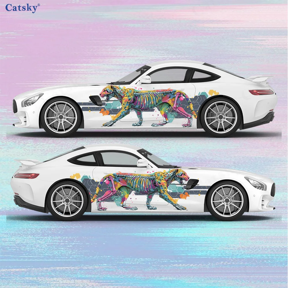

Colorful Animal Skeleton Car Vinyl Wraps Decal Self-adhesive PVC Sticker Suitable for Trucks SUV Decor Auto Accessories Gift