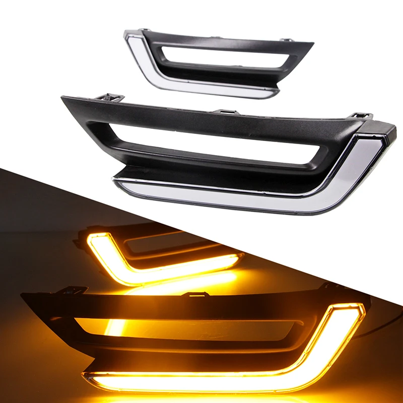 

2pcs 12V DRL Car Daytime Running Lights Turn Signal LED Fog Lamp for Honda CRV 2017-2019 Car Front Bumper Headlamp Accessories