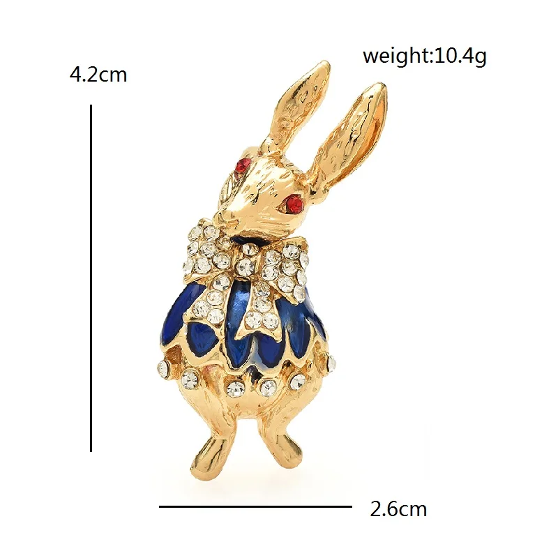 Wuli&baby Cute Rabbit Brooches For Women Unisex Cartoon Gentleman Bunny Pets Party Casual Brooch Pins Gifts