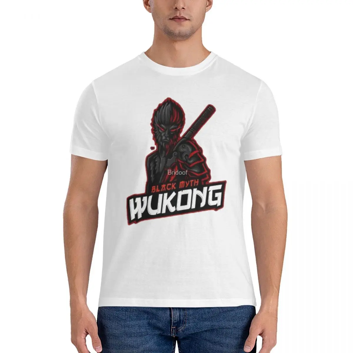 Wukong Men's T Shirts black myth wukong Humor Tees Short Sleeve Crew Neck T-Shirts Pure Cotton Graphic official-website fugees