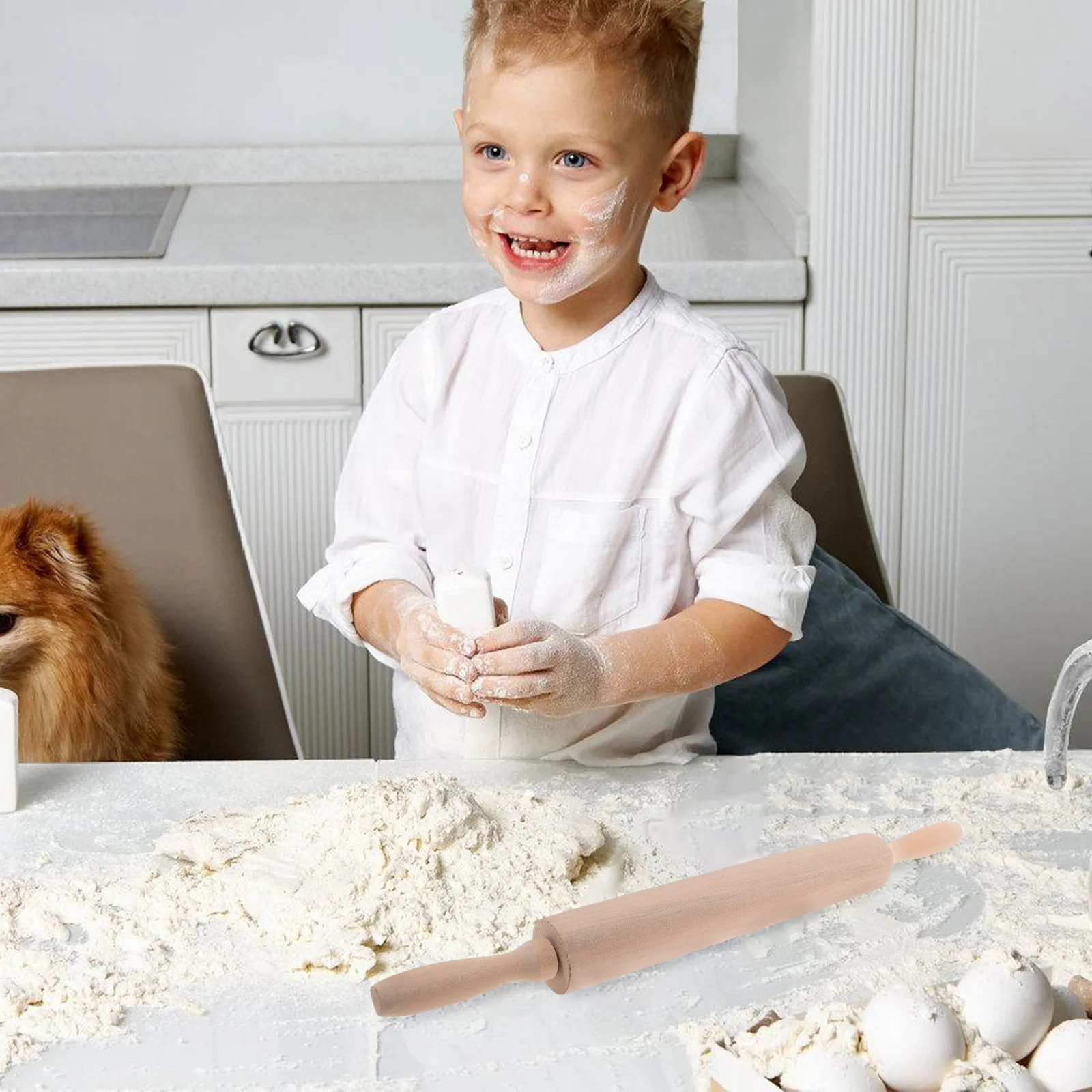 

Wooden Rolling Pin Smooth Surface Ergonomic Kitchen Dough Roller Baking Tool for Dumplings Pizza Pasta Cookies Pastries