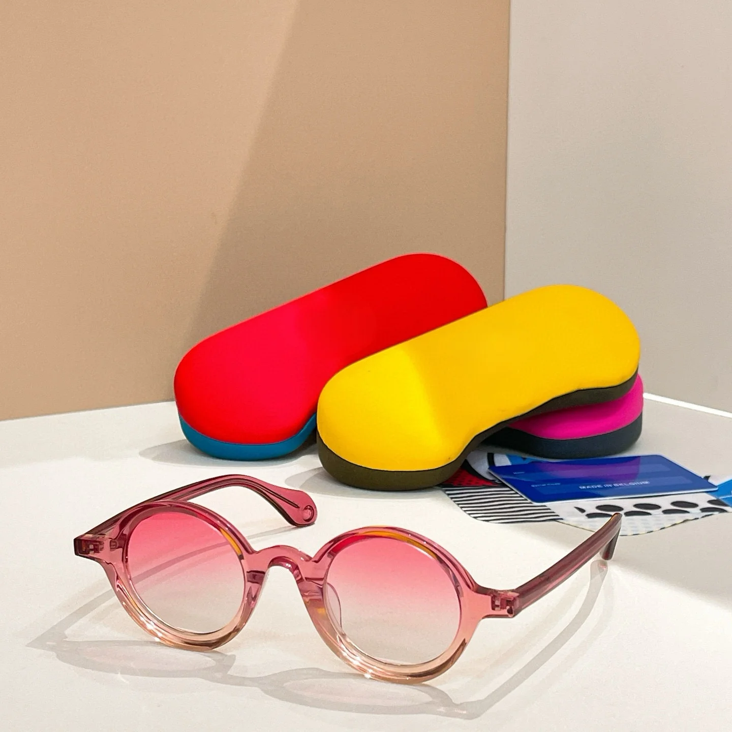 

Belight Optical Round Shape Belgium Design Handmade Acetate Men Women Vintage Retro Sunglasses Mille+88