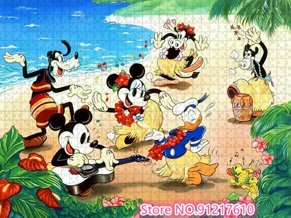 Kreskówka Disney Myszka Miki Kaczor Donald 1000-elementowe puzzle, gra logiczna dla dzieci z opalania mózgu Prezent świąteczny