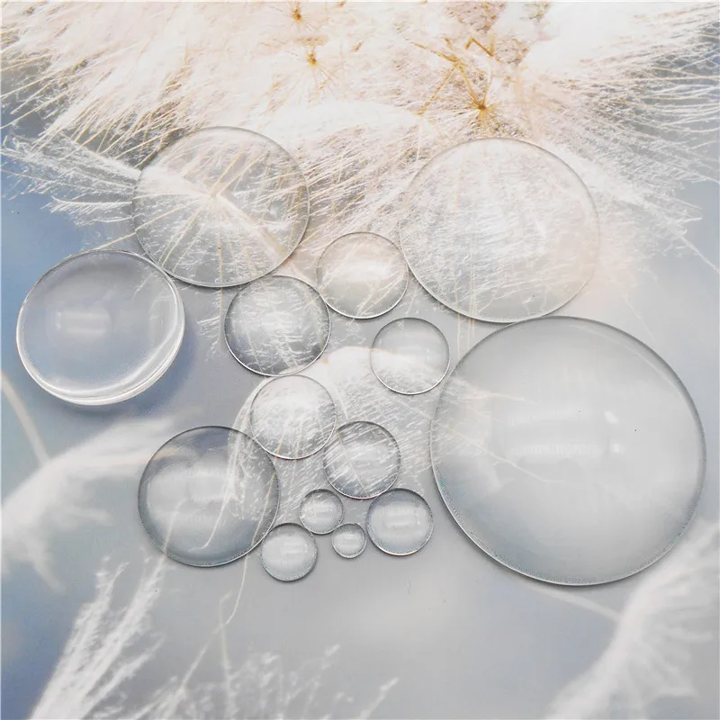 GraceAngie 2-50PCS 6-50mm Round Transparent Glass Cabochon Flat Back Cameo Findings For Necklace Jewelry Making Accessory