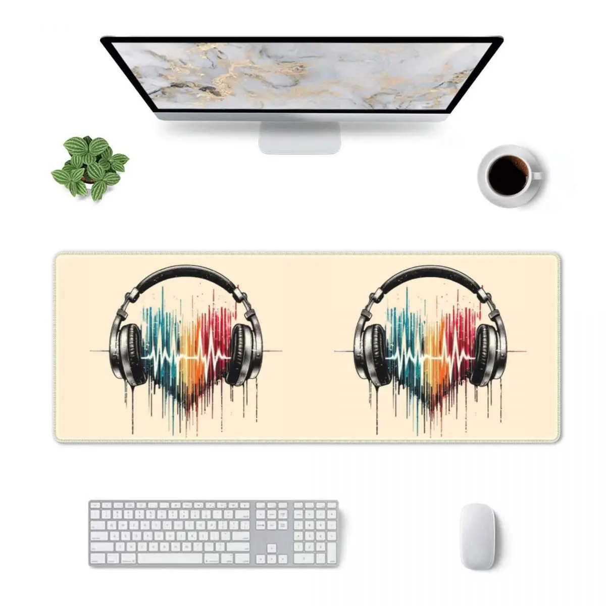 Large Mouse Pad Heart Shaped Music Note With Headphones Gamer PC Laptop Mats Keyboard Carpet Computer Gaming Office Desk Mat