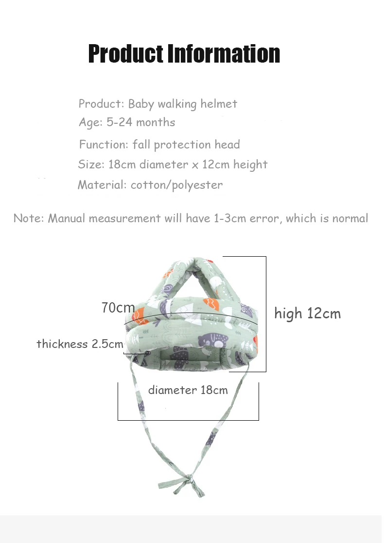 Baby Safety Helmet Head Protection Headgear Toddler Anti-fall Pad Children Learn To Walk Crash Cap Comfortable Adjustable Cap