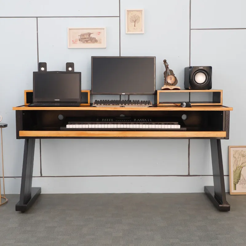 Solid Wood Music Production Desk Customizable Electric Piano Keyboard Table Recording Studio Mixing Desk