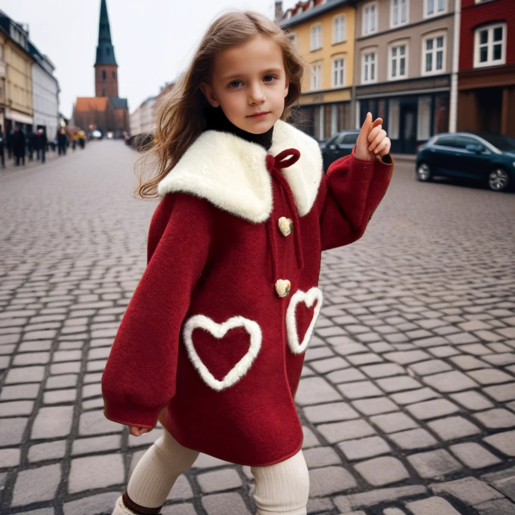 

Teen Girl's Red Wool Coat Winter Fleece Christmas New Year Party Tweed Jacket Thickened Warm Long Outerwear for Kids 10 12 Years