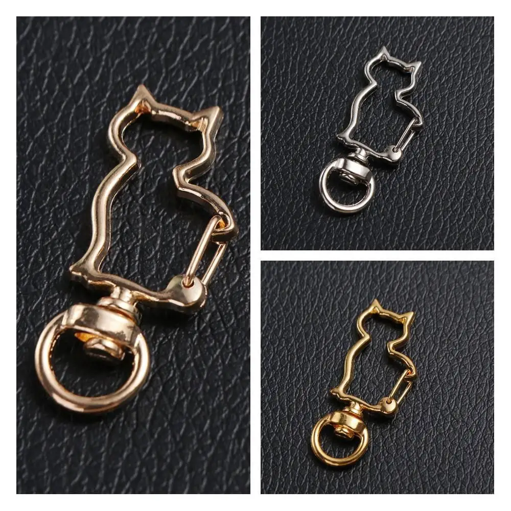 Alloy Cat Lobster Claw Clasp Gold Silver Plated Keyring Making Cat Connecting Ring Jump Rings Pendant Split Key Ring Connector