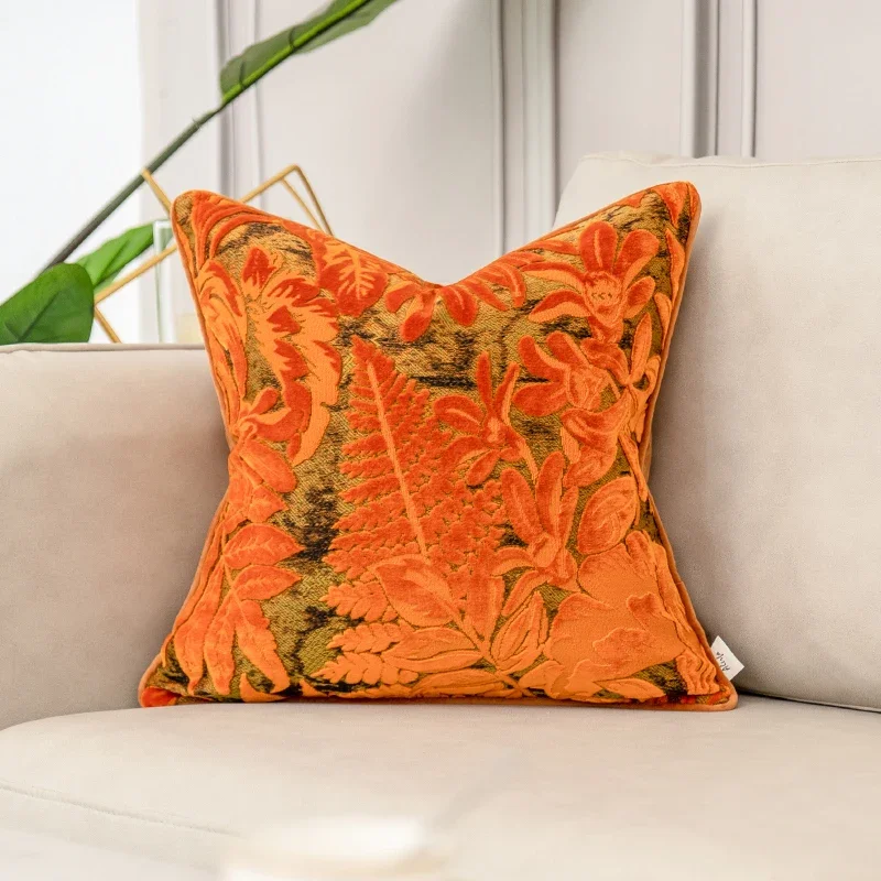 Luxury Orange Velvet Cushion Cover Home Decor Throw Pillow Case for Sofa Bedroom Hotel 30x50 45x45 50x50cm Pillowcase