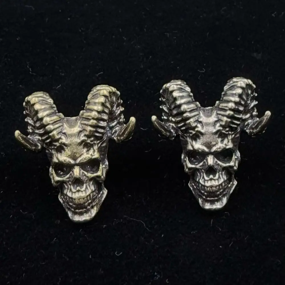 

Premium Punk Style Goat Horn Skull Head Beads Camping EDC Woven Lanyard Pendants DIY Brass Paracord Accessories Outdoor