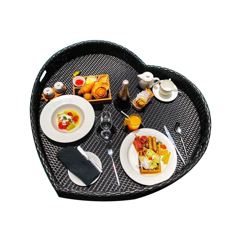 Water rattan basket bed and breakfast Internet celebrity outdoor swimming pool afternoon tea plate