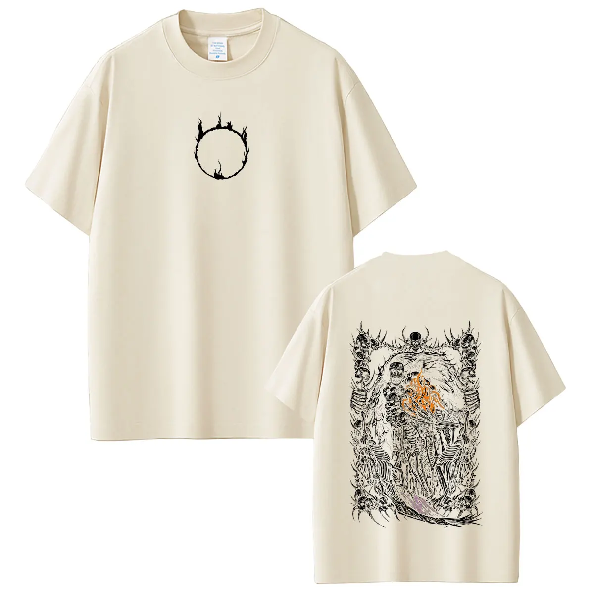 Game Dark Souls High Lord Wolnir Skeleton Graphic T-shirt Men Women Gothic Rock T Shirts Fashion Vintage Oversized Streetwear