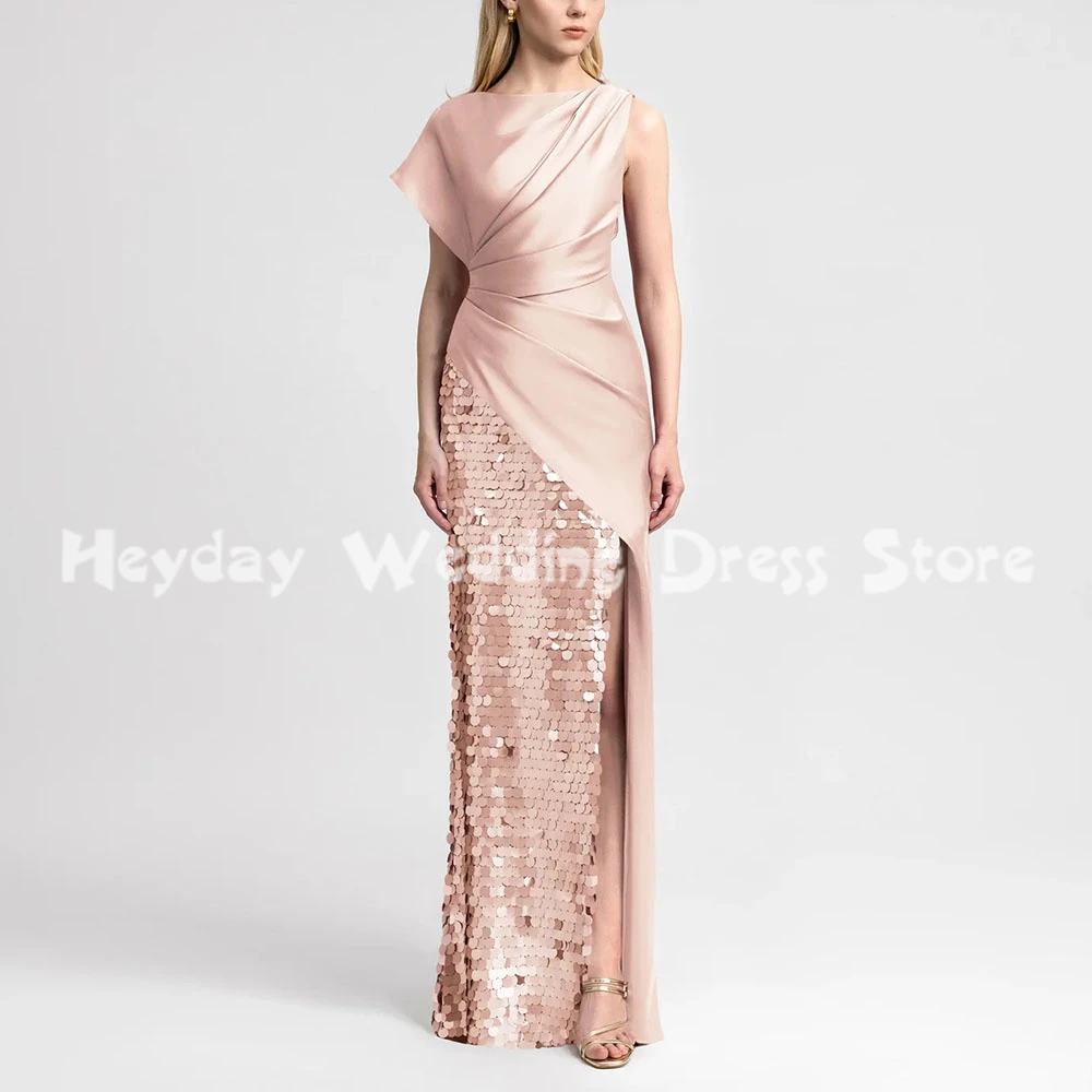 

Heyday Women's Straight Sequins Pleats Saudi Evening Dresses With Sleeveless Floor-Length Formal Elegant Party Dresses 2025