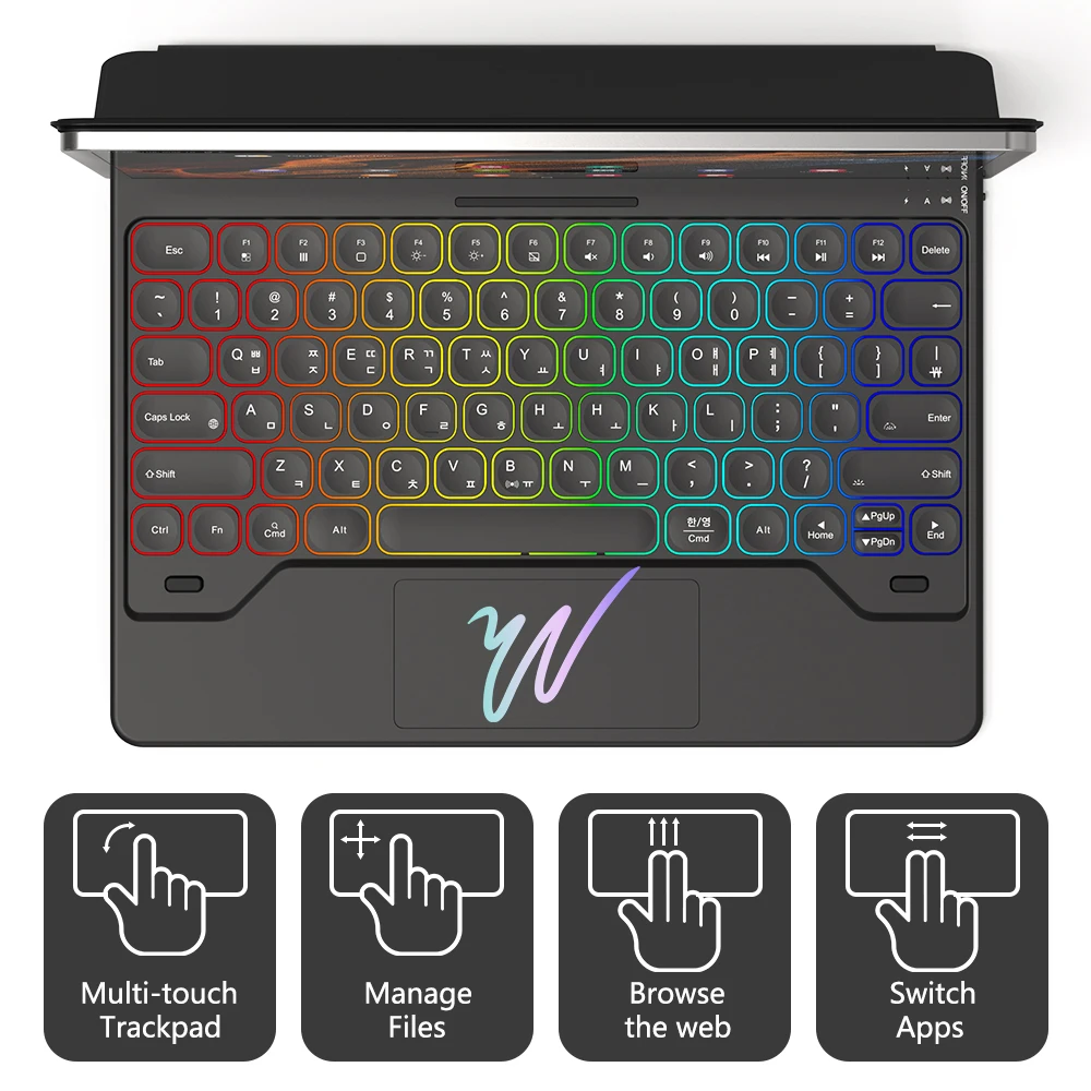 GOOJODOQ Magic Keyboard Case pour Samsung Galaxy Tab, TrackSub rétro4.2, multi-angle, S8 +, S8 Plus, S7 FE, S7 Plus, 12.4"