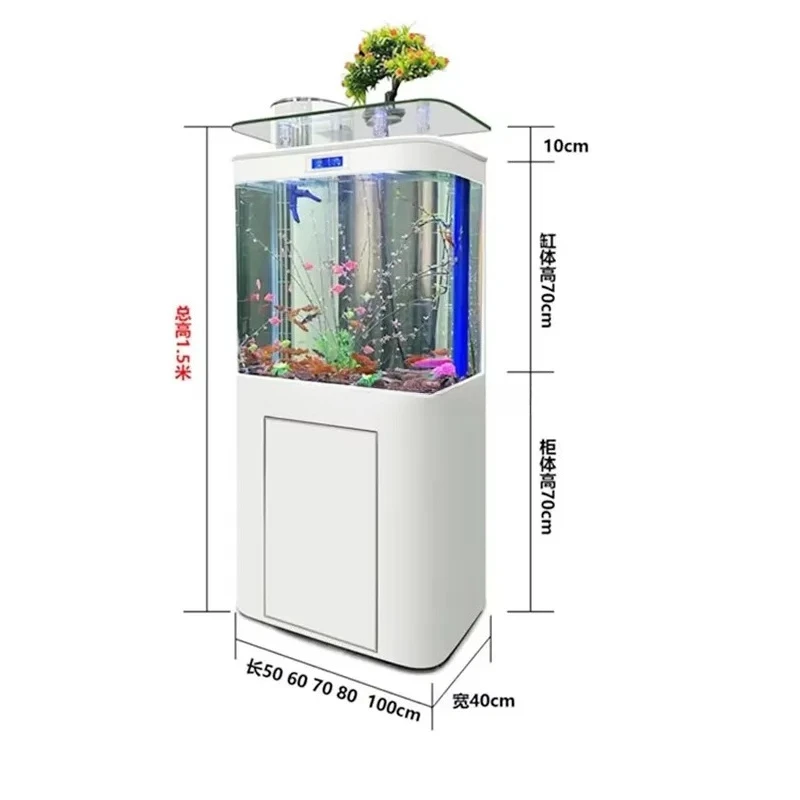 Household New Fish Tank Living Room Integrated Small Medium Water Free Vertical Glass Aquarium Bottom Filter