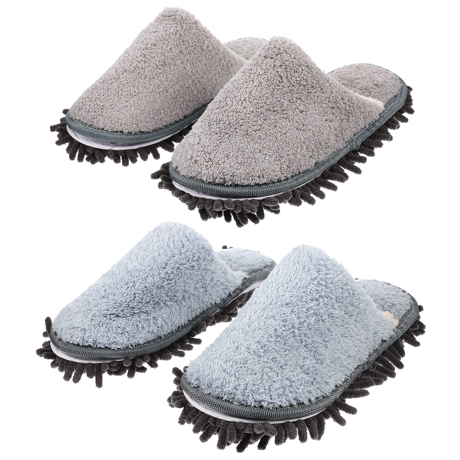 

2 Pairs Washable Sweeping Slippers Fleece Mop Socks Chenille Floor Cleaner Reusable Dusting Shoes Home Cleaning Practical Mop