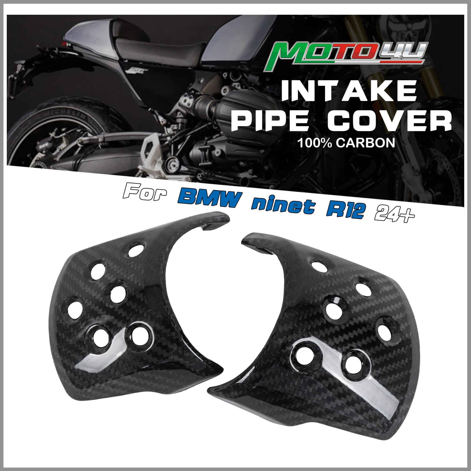 For BMW R12 R 12 NINE T 2024 2025 100% Carbon Fiber Intake Pipe Cover Motorcycle Modification Side Inner Covers Right&Left