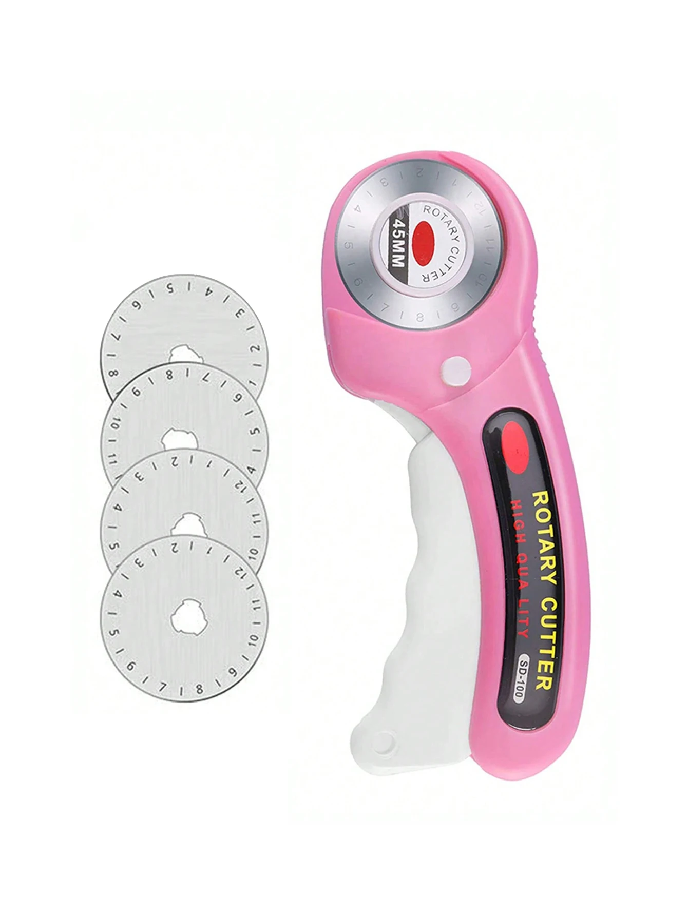 45mm Rotary Cutter with 4pcs Replacement Blades & Sewing Clips & Fabric Marker Pen for DIY Sewing Fabric Leather Quilting