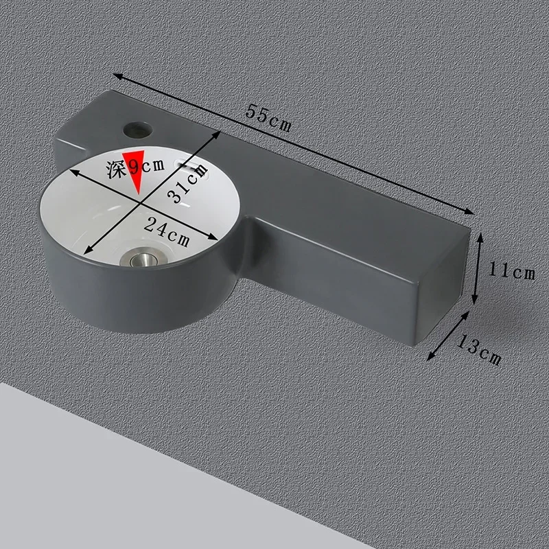 New Chinese simple small apartment wall-mounted washbasin bathroom balcony ceramic washbasin narrow side washstand