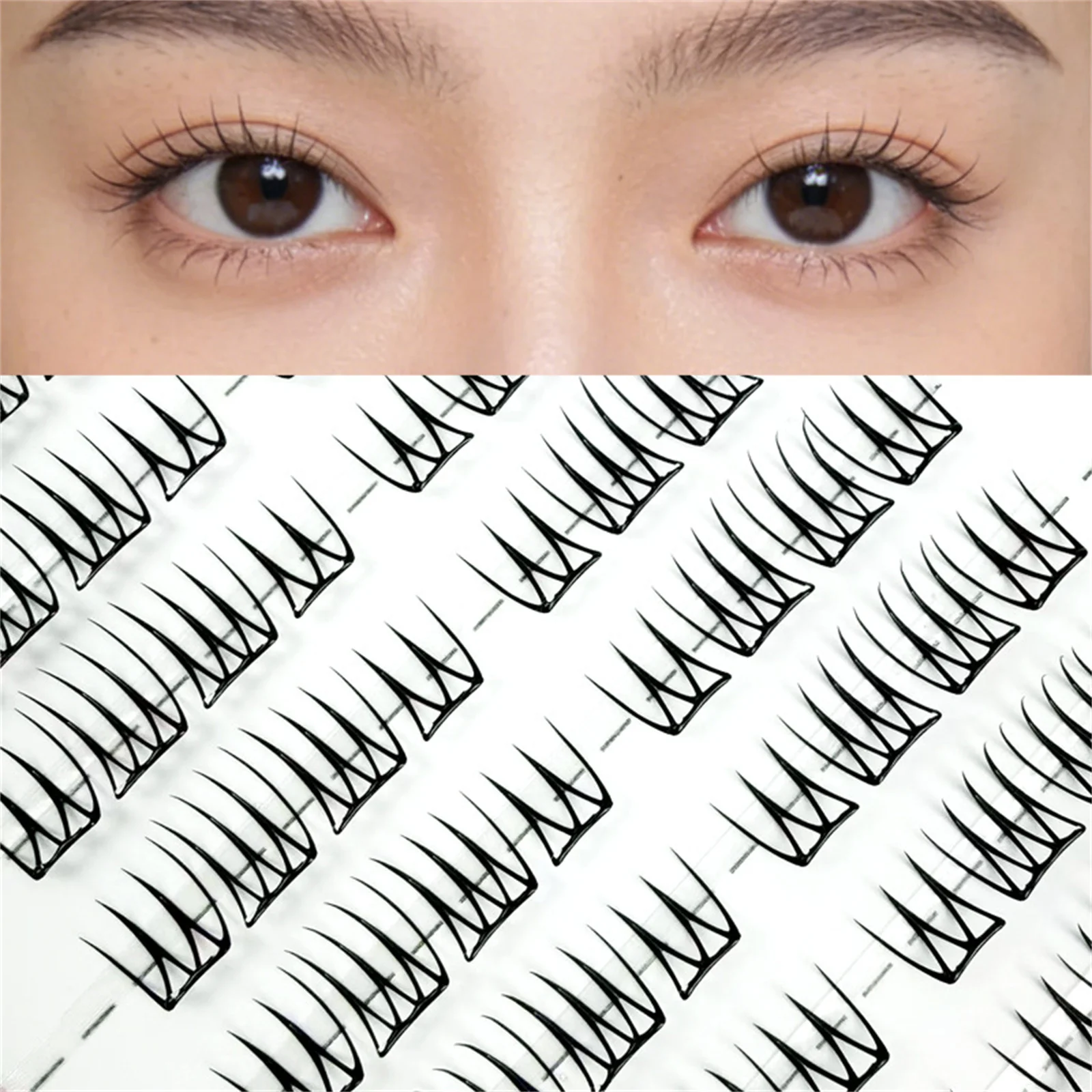 Self Adhensive Lash Extensions Korean Style Glue-free False Eyelash V-shaped Natural Long Lashes Cluster Comic Eyelashes