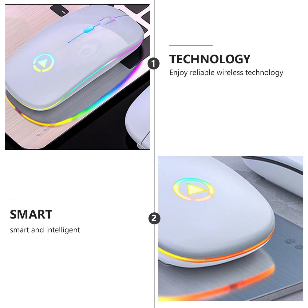 

1pc Wireless Rgb Silent Ergonomic Mouse For -2 Months Life Dpi Adjustable Luminescent Mouse Computer