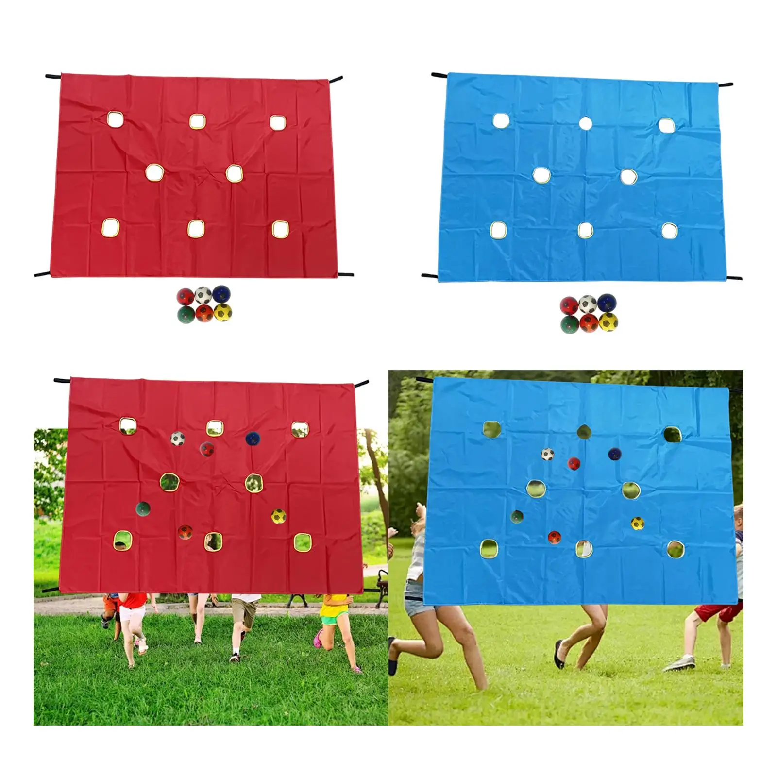 Hole Tarp Set Fun Cooperative Play Equipment Children Kids Interactive with 6 Balls Outdoor Activities Toy Teamwork Group Games
