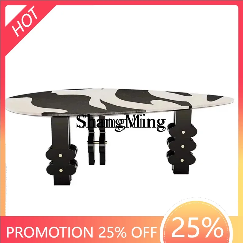 FG good-looking irregular solid wood dining table wabi sabi wind art creative geometric dining table