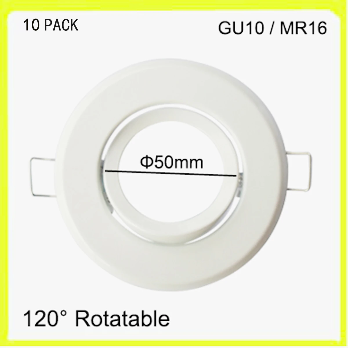 

10 PACK GU10 Fixture Spot Light Holder MR16 Frame GU5.3 Edge Metal White Chrome Finish LED Spotlight Round dia50mm